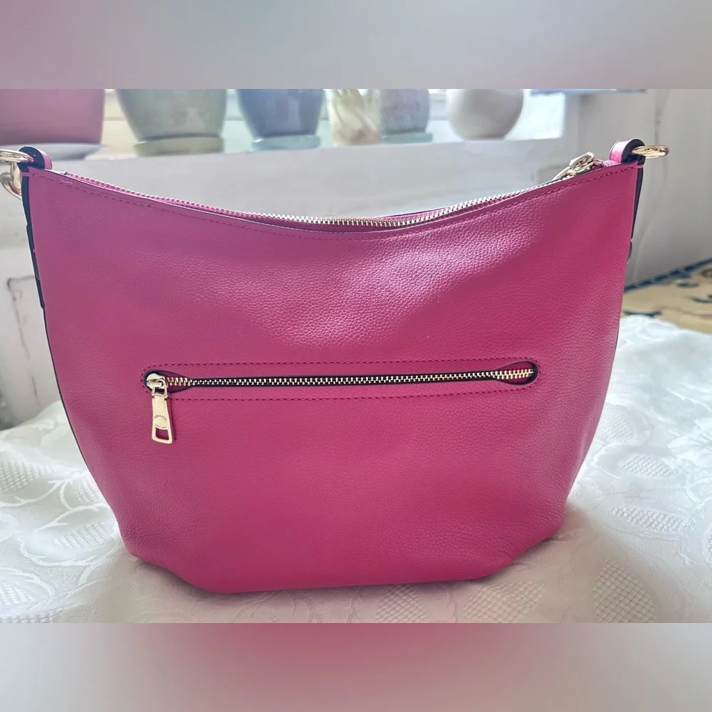 Coach pebbled pink hobo 2way crossbody shoulder leather bag with removal strap - Picture 10 of 17